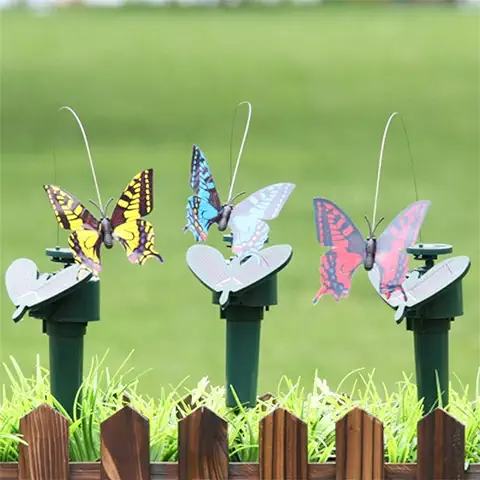 1 Pc Mariposas Revoloteando de Baile con Energía Solar, Adorno de Césped de Patio de Colibrí Volador, Decoración de Macetas de Jardín de Pájaro de Simulación de Vibración Colorida (Mariposa)  