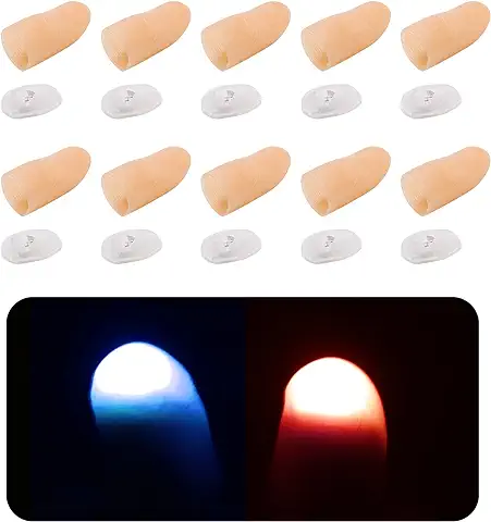 10 Luces Mágicas para Pulgar, Luces Luminosas para Dedos, Accesorios Mágicos, Luces Falsas para Dedos para Espectáculos de Magia, Fiestas, Vítores, etc. (luz Roja, luz Azul)  