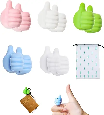 10 mini Ganchos para el Pulgar; con 1 Bolsa de Almacenamiento con Cordón; clip Multifunción para el Pulgar, Soporte para Cables, Gancho Creativo para Llaves de mano para Escritorio, Gancho de Baño  