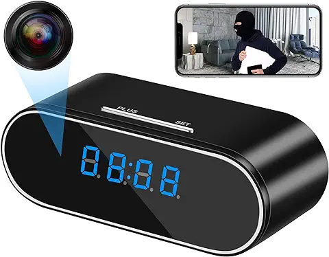 1080P Wifi Mini Camara Espia Oculta Camufladas Reloj Camaras de Vigilancia sin Cables Camara Seguridad Vigilancia Bebe Cámara Espía Invisible Visión Nocturna de 140 Ángulos Detección de Movimiento  