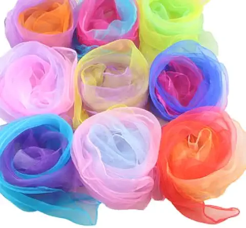 10pcs Bufandas de Malabares,Bailar con los Pañuelos,Pañuelos de Malabares, Colores Plaza Danza Bufandas de Malabares Bufandas de Banda Rítmica para Fiesta Decoración y Juegos Accesorios-60 x 60 cm  