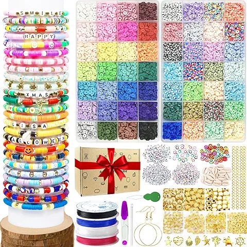 11788 Piezas 56 Colores Abalorios para Hacer Pulseras - Cuentas 6mm de Arcilla Polimérica para Collares y Manualidad - Bolitas con Letras para DIY  