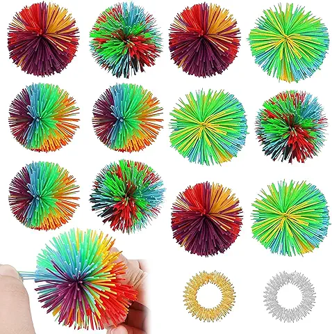 12 Piezas Bola De AntiestréS Rebota AntiestréS Pelotas Sensoriales Be Pelota AntiestréS Rebota Pom De Arcoiris Suave Bolas De Hilos De Inquietud Sensorial Multicolor Juguetes Sensoriales  