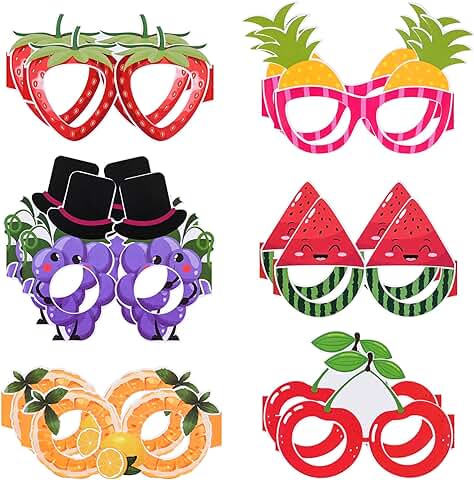 12 Piezas Gafas de Fiesta,accesorios Festivos Gafas Divertidas Vidrios Novedosas para Niños,adultos,disfraces Hawaianos Accesorios para Fotos,gafas moda para Hawaiano,playa,tropical,fiesta Cumpleaños  