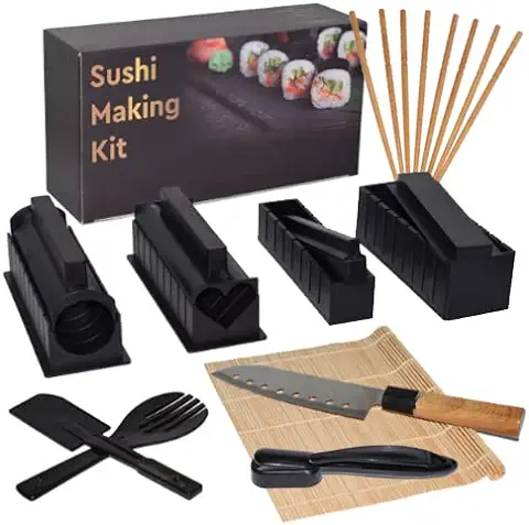 12pcs. Utensilios para Hacer Sushi de Forma Fácil y Divertida. Kit de Moldes para Hacer en casa como un Profesional, Libre de BPA  