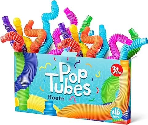 16 Pop Tube Mini Multicolor | Fidget Toys Objeto Anti Estrés Niño | Juguete Niño 3 Años Objeto Satisfecho Fidget Toy | Autismo TDAH | Juguete Sensorial Manguera Extensible de Disparo (X16 Pop Tube  