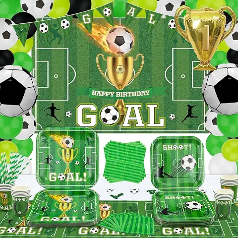 178 Decoraciones para Fiestas de Fútbol Artículos para Fiestas de Fútbol Vajilla con Temática de Fútbol Accesorios con Temática de Fútbol Telón de Fondo con Temática Deportiva para 20 Invitados  