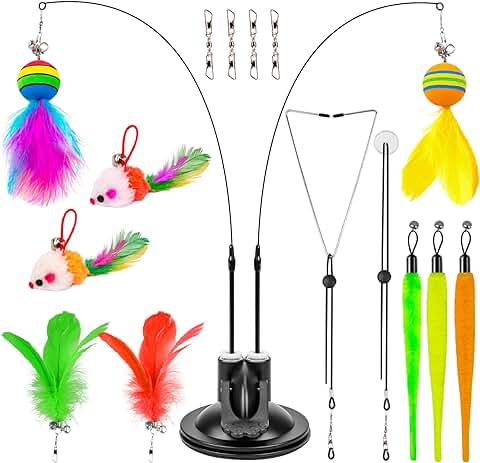 17pcs Juguetes para Gatos, Juguetes Interactivos para Gatos, Juguetes de Plumas para Gatos, Inteligencia de Juguetes para Gatos Accesorios para Gatos Cat Toys  