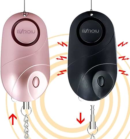 2 Alarmas de Bolsillo, Alarma Personal de Seguridad y Emergencia con Sirena De140 Decibelios y Luces LED, Buzzer de Prevención del Delito para Niños, Mayores y Mujeres. (Recto)  