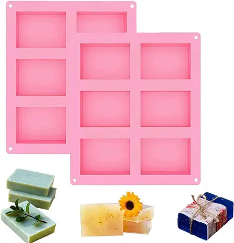 2 Moldes Para Jabones,Molde de Silicona para Jabón,Moldes para Hacer Jabón,Molde Silicona Rectangular 6 Cavidades,DIY Moldes para Jabones,Para Jabón Casero Hecho a Mano(rosa)  