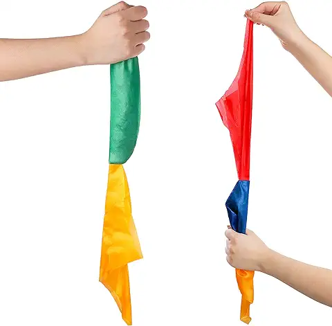 2 Pañuelos Mágicos de Cambio de Color Bufanda de Atrezzo Bufanda Mágica de Trucos Fáciles Accesorios de Trucos de Magia de Calle para Fiesta Infantil Cumpleaños, Azul Amarillo Rojo Verde  