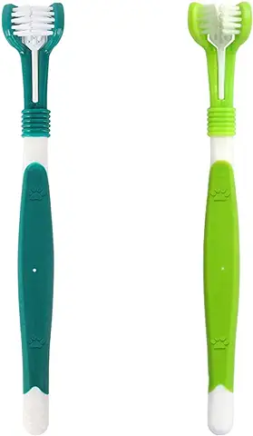 2 Piezas Cepillo de Dientes para Perros,Juego de Cepillos de Dientes para Mascotas,Cepillo de Limpieza de Dientes de Gato Cuidado Dental para Limpieza de Dientes de Mascotas,Cepillo Dientes Mascota  