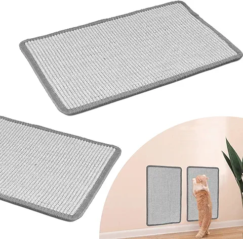 2 Piezas Rascador para Gatos de Sisal, Antideslizante y Resistente al Desgaste Rascadores de Gatos, para Proteger Alfombras y Sofás, Autoadhesivas, para Pared y Esquina, para Gatos (Gris)  