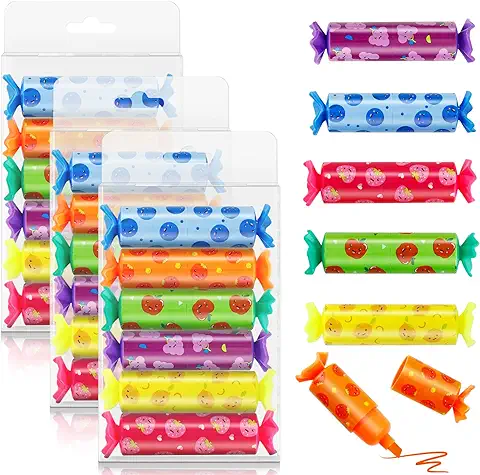 24 Mini Rotuladores Fluorescentes Niños Subrayadores de Colores Marcadores Fluorescentes Rosa, Naranja, Verde, Amarillo, Azul y Morado para Colorear, Subrayar, Oficina de Estudiantes  