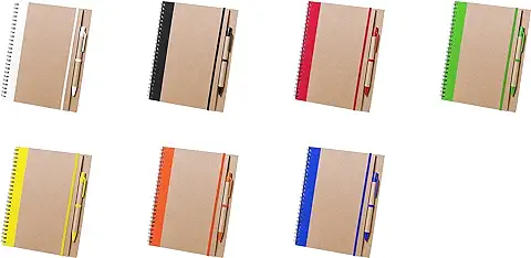 25 Libretas A5 con Bolígrafo y tapa Bicolor en Cartón - 60 Hojas - Libretas Originales. Detalles para Niños en Bodas, Comuniones, Bautizos o Cumpleños del Colegio. (Lote 25 Libretas)  