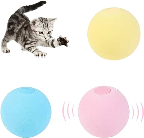 3 Juguetes de Pelotas para Gatos,Juguetes Interactivos para Gatos,Bolas de Chirrido para Gatitos,Juguetes con Menta para Gatos,Sonidos de Chirridos de Animales,para Interior Perro Mascotas  