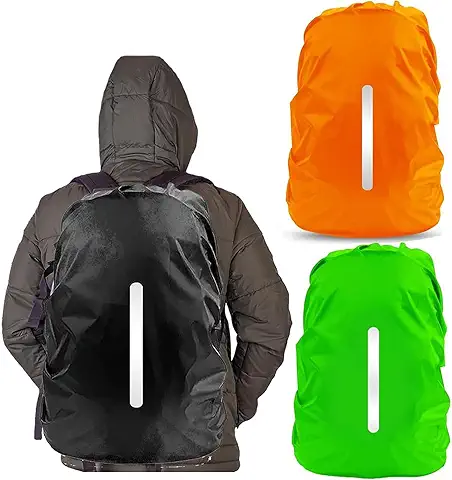 3 Piezas Funda Impermeable Mochila, Funda Lluvia para Mochilas, Protector de Lluvia para Mochila, Funda para Mochila con Reflectante, con Bandas Reflectantes,, para Senderismo, Camping , Ciclismo  