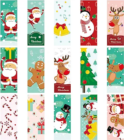 30 Piezas Marcadores Magnéticos de Navidad,Marcadores de Libros,Lindo Marcadores Magnéticos,Marcapaginas NiñOs,con Patrón de Reno Muñeco de Nieve SantaLectura Oficina Papelería (C)  