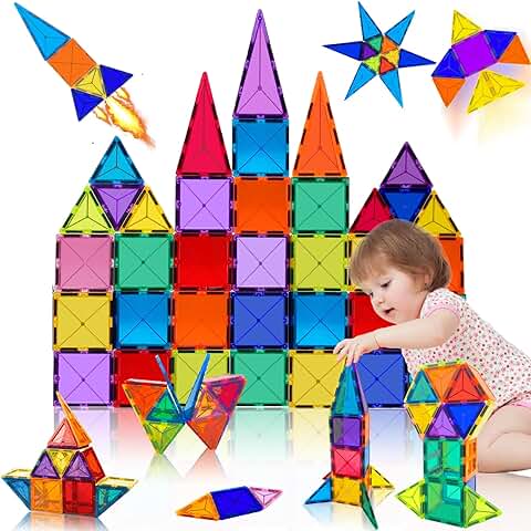 34 Piezas Bloques Magneticos para Niños Juego Construccion Magnetico Juego Construccion Magnetico 3D para Niños y Niñas de 3 4 5 6 y 7 Años Imanes Magnéticos Niños Regalos Cumpleaños Juguetes  