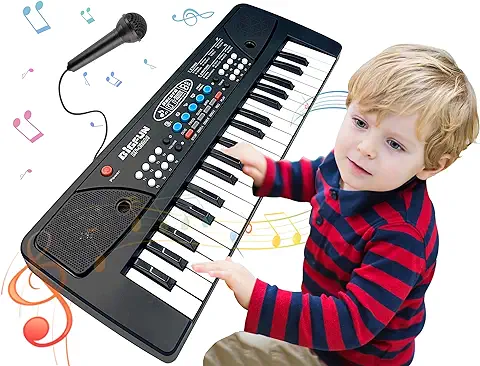 37 Teclas Piano para Niños Teclado Musical, Niños Electrónicos Teclado Piano con Micrófono Multifuncionales Portátiles Educativo Cumpleaños Regalo Juguetes para 3 4 5 6 7 8 Años Niñas Niños  