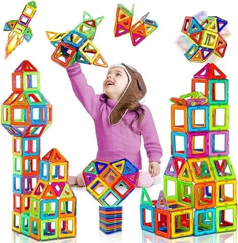 38 Piezas Juguetes de Construcciones, Bloques Magneticos, Juego Imanes Montessori Regalo de Cumpleaños, Navidad para Niño Niña de 3 4 5 6 7 Años  