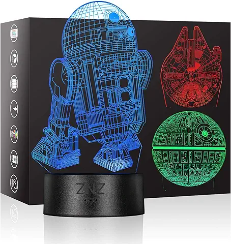 3D LED Star Wars Luz de Noche, Lámpara de Ilusión Death Star + R2-D2 + Millennium Falcon, Tres Patrones y 16 Colores Lámpara de Decoración Cambio - Regalo Perfectos para Niño - 3 Paquete  