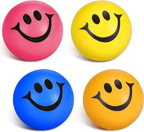 4 Mini Bolas de Estrés Facial de Sonrisa Divertido Bola de Aliviar Ansiedad Estrés Bolas Felices para Premios de Carnaval Escolar, Rellenos de Bolsas de Regalos, Accesorios de Oficina  