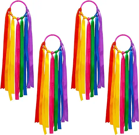 4 Pcs Juguete Cinta Arcoíris Cintas Baile Multicolor Cintas Arcoiris Banda Rítmica Gimnasia Cintas Colores Mano Banda Ejercicio Con Asa Malabares Bailando Decoración Accesorios Actividades Fiesta  