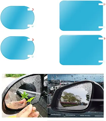 4 Piezas de Película Protectora de Espejo Retrovisor, Película Protectora de Espejo Antivaho, Película Impermeable de Retrovisor de Automóvil, Película Protectora de Retrovisor (ovalada y Cuadrada)  