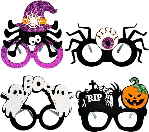 4 Piezas Gafas de Fiesta de Halloween, Accesorios de Decoración de Halloween, Accesorios Fotográficos Interesantes y Novedosos, Adecuados para Halloween, Fotografía Creativa, Fiestas de Disfraces  