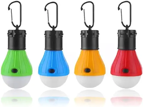 4 Piezas Lampara Camping, Linterna de Camping LED Impermeable 5 Modos Lluminación, Portátil Luz de Carpa para Acampada, Senderismo, Emergencia Exterior [Clase de Eficiencia Energética A+++]  