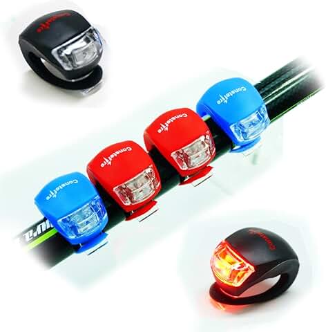 4 Piezas LED Clip-On Silicon Band Luces de Bicicleta Lámpara Luz LED para Bicicleta Super Brillante Luz Bici Frontal y Trasera ，Satisfacción al 100% y ¡Libre de Riesgos!  