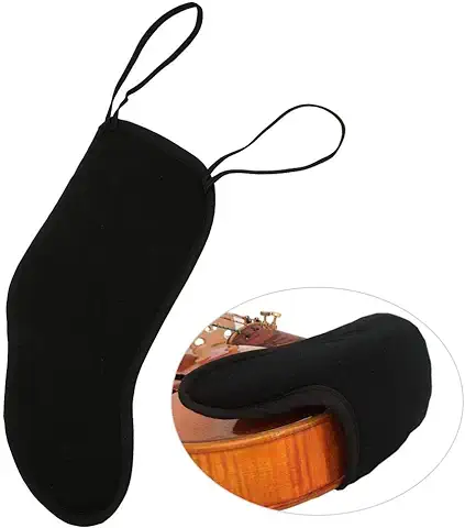 4/4-4/3 Protector de Almohadilla para Reposapiés de Violín, Reposacabezas para Mentón de Violín Almohadilla de Franela Negra Accesorios para Instrumentos Musicales  