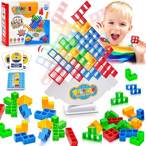 48 Piezas Tetra Tower Balance Blocks, Tetris Tower Stack Attack Juego Tetra Tower Adultos, Tetratower Juego de Apilamiento Equilibrio, Juguetes de Montessori Regalo para Niños Niñas 3+ Años  