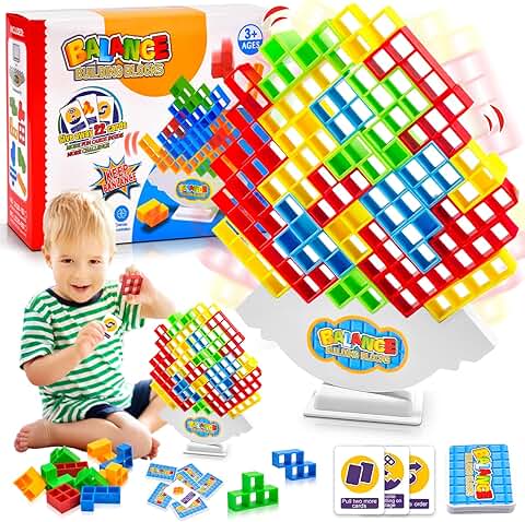 48 Piezas Tetris Tower, Tetra Tower Balance Blocks Tetris Game, Bloques de Tetris Apilables para Nios Juguete de Apilamiento de Equilibrio Juego, Balancing Stacking Toys.  