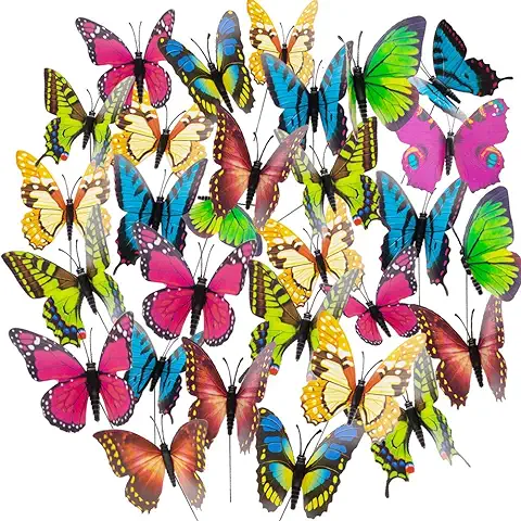 50 Mariposas de Jardín de Colores para Decorar el Césped, Decoración de Jardín, Color Aleatorio  