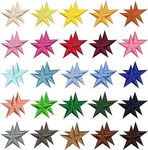 50 Parches de Estrellas para Planchar con Diseño de Estrellas y Estrellas, para Planchar o Planchar, para Manualidades, para Camisetas, Vaqueros, Faldas, Sombreros, ropa  