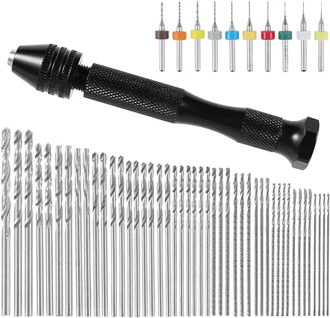 57 Piezas mini Taladro de Precisión pin Broca Fresa mini Broca Modelismo Broca Madera Precision pin vise Herramientas Taladro de mano Broca Fresa Twist 0,3-3 mm, PCB de 0,1 mm-1 mm  