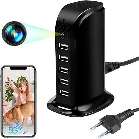 5G Cámara Espía Oculta WiFi, Mini Camaras Espias USB Cargador 1080P HD, Micro Camera Espia Camuflada de Vigilancia con Detección de Movimiento para Hogar Oficina  