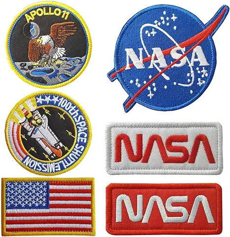 6 Piezas Espacio Astronauta y Bandera Parches Hierro Bordado en Parches para ropa DIY ropa Pegatinas Personalizados Badges Parches NASA Termoadhesivo para la Ropa  