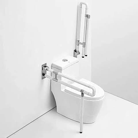 60cm Barra Abatible Baño, Plegable Barra de Apoyo para Inodoro, Soporta Hasta 150 kg, Barra Abatible Baño Minusválido, Rotación Vertical de 90 °, para Ancianos y Discapacitados, Acero Inoxidable  