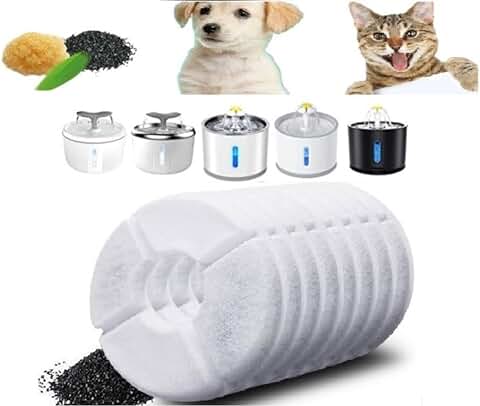 6u Filtro Fuente de Agua Gatos, Filtros de Repuesto para Bebedero Fuente Agua de Gato. Filtros con Resina y Carbón Activo de Algodón con Triple Filtración.  