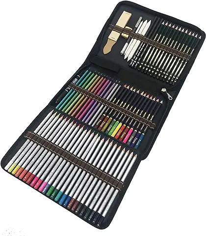 72 Lapices Colores Profesionales,kit para Dibujar a Lapiz,dibujos a Lapiz con Color y Herramientas de Dibujo,Incluye Lápices Metálicos,acuarelables,carbón,lápices Pastel y caja de Lápiz  