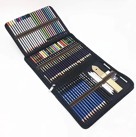 72 Piezas Set Lápices de Colores Profesional Con Lapices Acuarelables de Colores, Carbón, Lápices Pastel, Herramientas de Dibujo y Caja.  