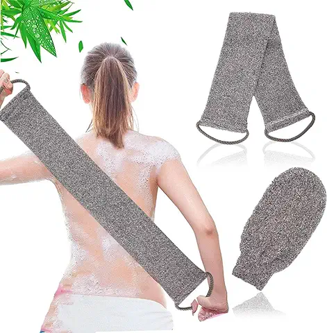 7SNHB Banda Exfoliante de Espalda con Guante de Masaje, Agradable para la Piel, Paño Exfoliante para la Parte Posterior, Limpieza Profunda de Espalda para Exfoliar el Cuerpo, Esponja de Baño  