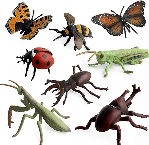 8 Piezas Modelo Insecto de Plástico, Figuras de Insectos Plásticos Kits, Insectos de Plástico, Adecuado para Regalos de Cumpleaños para Niños, Ayuda a Comprender Las Criaturas Naturales (8 Estilos)  