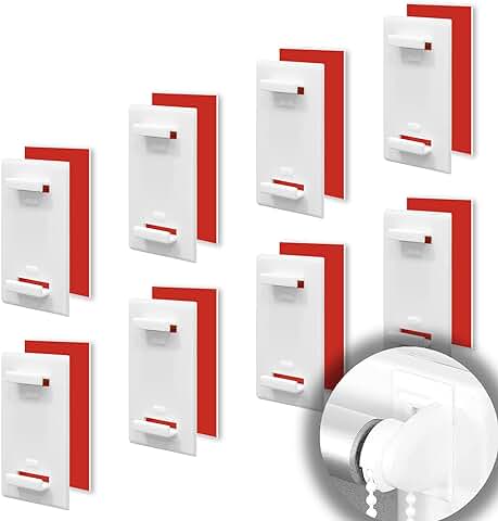 8 Soportes Adhesivos Cortos para Estor Klemmfix, Estor Doble, sin Taladrar, como Accesorio, Repuesto para la Fijación a la Ventana Fija de PVC, Puerta de Balcón  