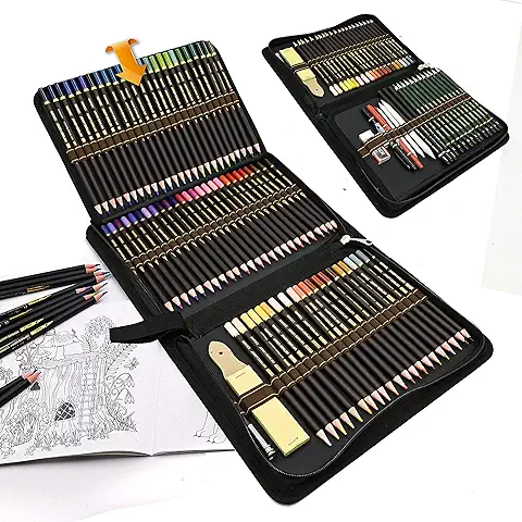 96 Lápices de Colores Conjunto de Dibujo Artístico,lapiz Dibujar Material de Dibujo Set,Incluye Lapiz Dibujo,carbón,Lápices Pastel,Herramientas de Dibujo y Capacidad Grande Caja de Lápiz  