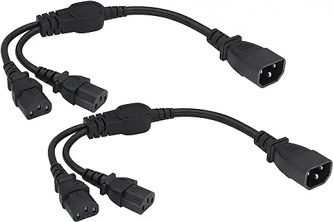 AAOTOKK(2Unidades) Enchufe de Derivación C13 y al Cable de Extensión de Corriente Alterna C14 para Monitores y Escáneres de HDTV Led,Cable de Enchufe de Computadora(0,4m/1,3Pie)(C14 a 2xC13)  