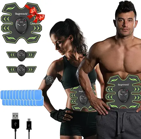 Abdominales Electroestimulación, Electroestimulador Muscular para Abdomen, Brazos, Piernas y Glúteos - EMS USB Recargable - Masajeador y Reductor Abdominales, 8 Nodos Tonificador Muscular para Abs  